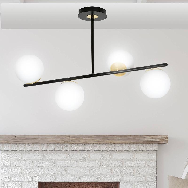 EMIBIG LIGHTING PLAFONNIER KIBA NOIR/DORÉ À QUATRE LAMPES