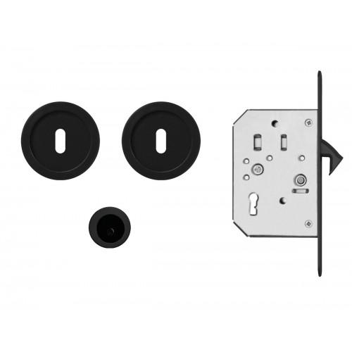 POIGNÉES CUVETTES POUR PORTE À GALANDAGE -RONDES -CLÉ L -SÉRIE EPD3 BB -NOIR KARCHER DESIGN