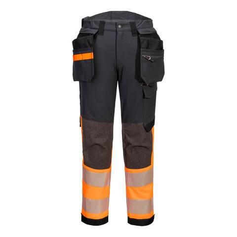 PORTWEST EV442 PANTALON STRETCH EV4 HAUTE-VISIBILITÉ CLASSE 1 AVEC POCHES FLOTTANTES DÉMONTABLES OR/METAL - TAILLE 36 - STANDARD