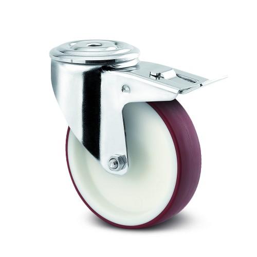 ROULETTE PIVOTANTE BLOCAGE TOTAL - INOX - Ø 100 MM - ALPHA TENTE