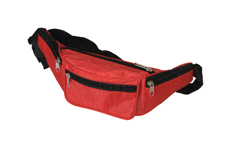 Sac de ceinture - 4 pochettes zippées - Polyester 420D - Couleur rouge_0