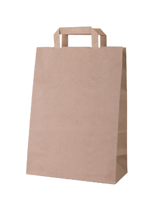 Sac en papier kraft - 80 g/m² - poignée plate - couleur marron - poids 42 g_0