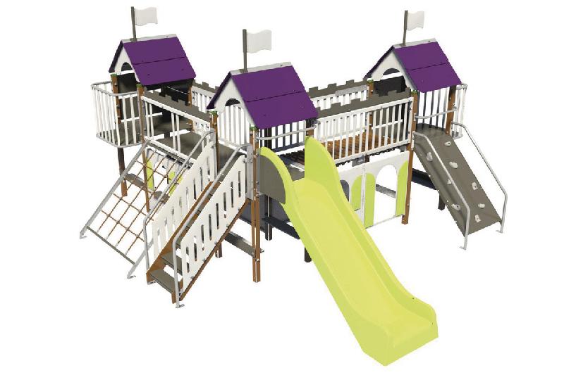 STRUCTURE CITADELLE FORTIN - BOIS - PLATINES - POLYESTER - GRIS/PRUNE-WIKI CAT - MANUTAN COLLECTIVITÉS