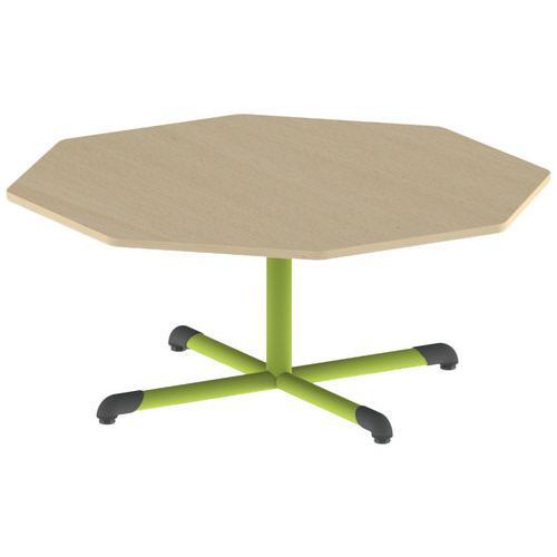 TABLE BANDANA OCTOG Ø 120 FIXE T2 STRAT HÊTRE MIEL- VERT - MOBIDECOR