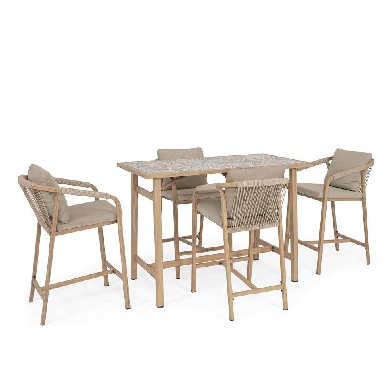 Table bar + 4 tabourets Kalimera Desert 140 x 73 x 100 cm_0