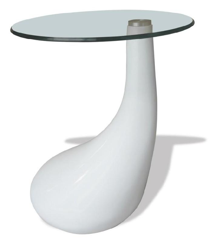 Table basse de salon et salle à manger design blanche - Verre de sécurité - Diamètre 45 cm - Réf. 0902007_0