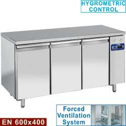 Table frigorifique ventilée 3 portes 600x400 sans groupe - TPS3N/L - inox alimentaire AISI 304_0