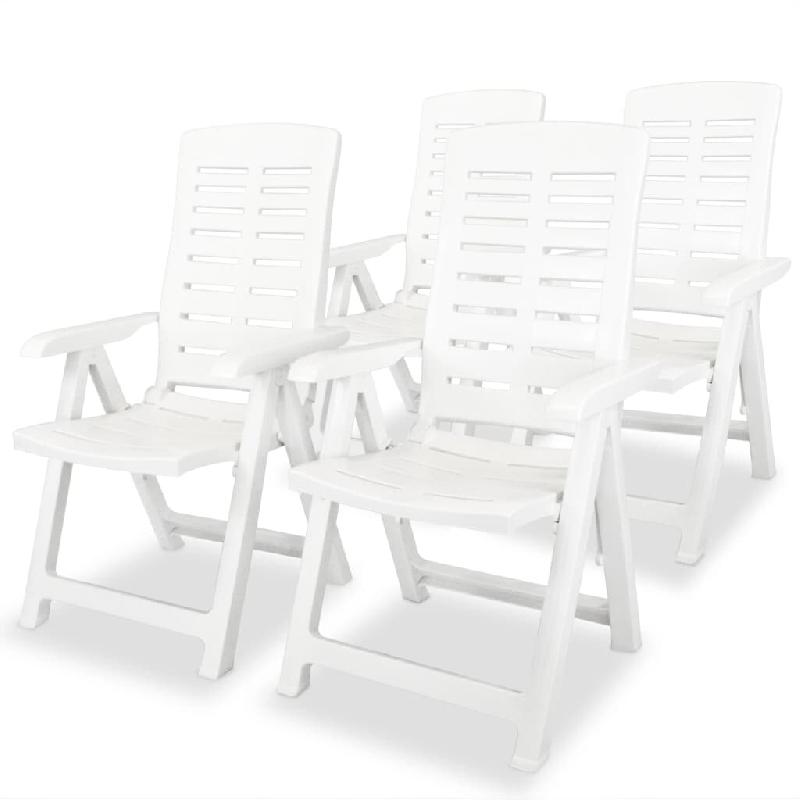 VidaXL Chaises Inclinables De Jardin Lot De 4 Plastique Blanc - blanc 275067_0