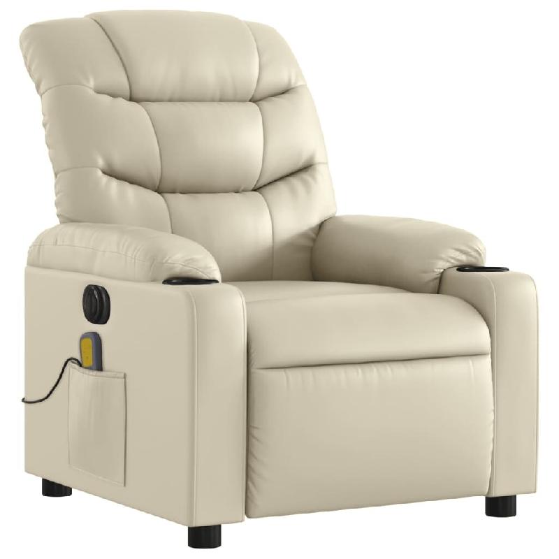 VidaXL Fauteuil de massage inclinable électrique crème similicuir Modèle Werlonara - 3206593_0