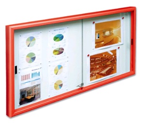 Vitrine classique coulissante - fond tôle laqué blanc - cadre aluminium 60mm - verre sécurisé 6mm_0