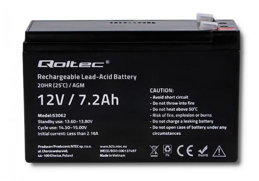 QOLTEC 53062 BATTERIE DE L'ONDULEUR SEALED LEAD ACID (VRLA) 12 V 7,2 A_0