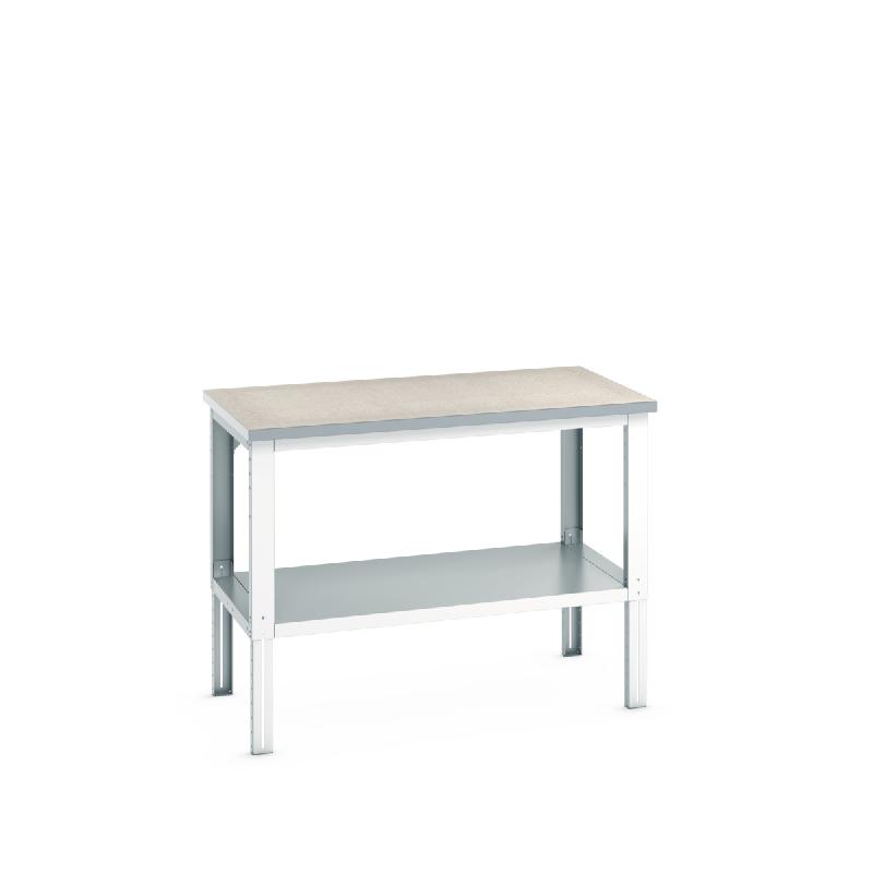 41004138.16V - Établi Cubio à hauteur réglable avec tablette inférieure - Plateau en lino 40 mm_0