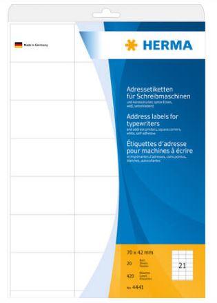Étiquettes d'adresse pour machines à écrire, a4, 70 x 42 mm - 4441_0