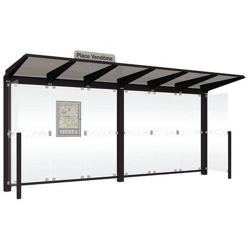 ABRI BUS VENISE 5 M - BARDAGES LATÉRAUX ET LEDS - NOIR 9005 - PROCITY