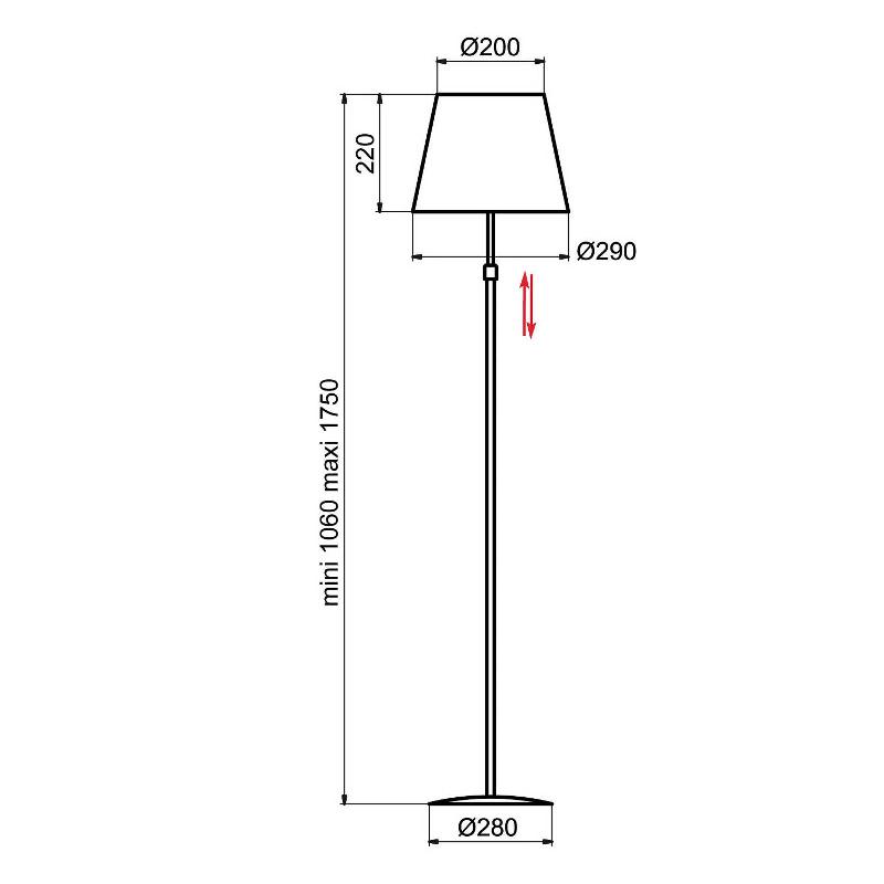 ALUMINOR STORE LAMPADAIRE, ALU/ROUGE