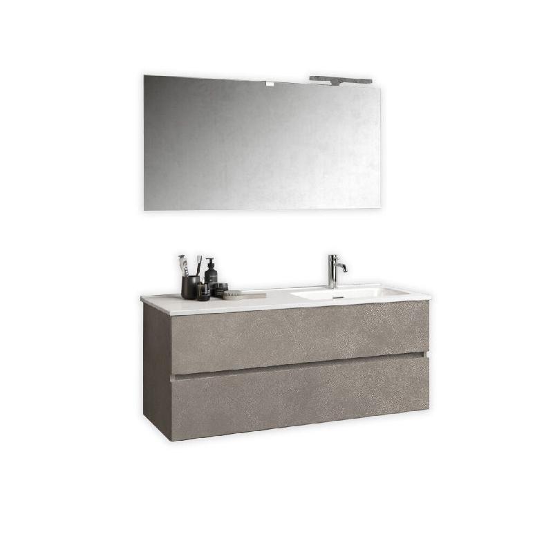 AQA Design Composition de la salle de bain en mélamine baignoire à droite ORIZON Pierre de La Havane L.121 P.46,5 H.190 MPOR41-AVP - beige Bois manu_0