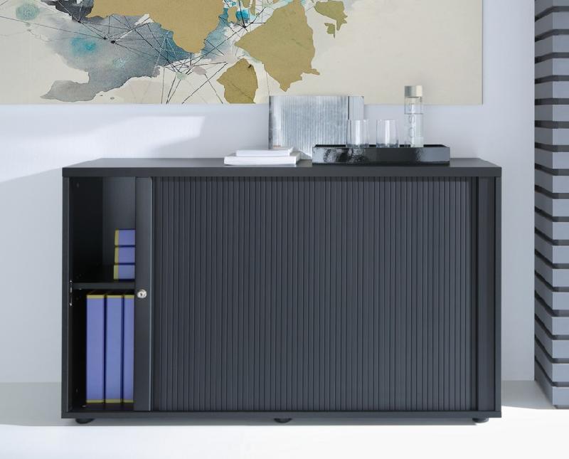 Armoire à rideaux démontable en bois mélaminé - MDD - 160, Gris anthracite_0