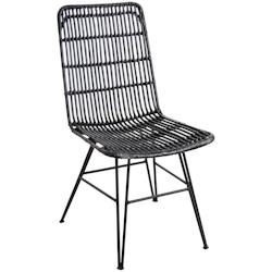 Aubry Gaspard - Chaise noire en rotin et métal - 46 x 58 x 91 cm -  Hauteur assise 44 cm - MCH1550_0