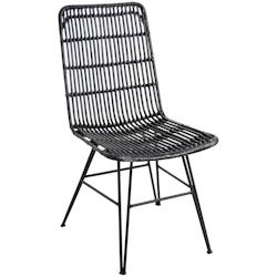 AUBRY GASPARD Chaise noire en rotin et métal - MCH1550_0