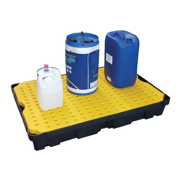 Bac de rétention en polyéthylène avec caillebotis amovible - capacité 10L - charge 50kg_0