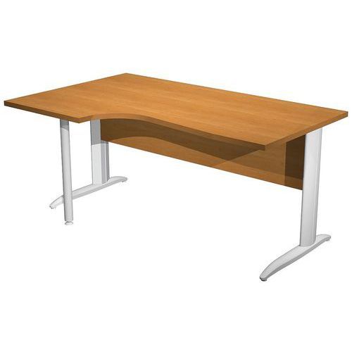 BUREAU 90° GAUCHE PIEDS L MÉTAL FAST 160CM AULNE BLANC