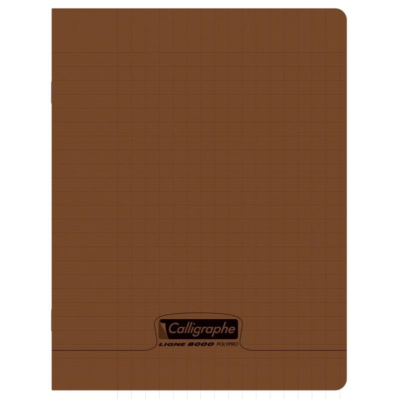 Calligraphe Lot de 10 Cahier Ligne 8000 17x22, 48p./24 feuilles 90 g/m² piquées, couv. PP marron, Séyès - 3210330189116_0