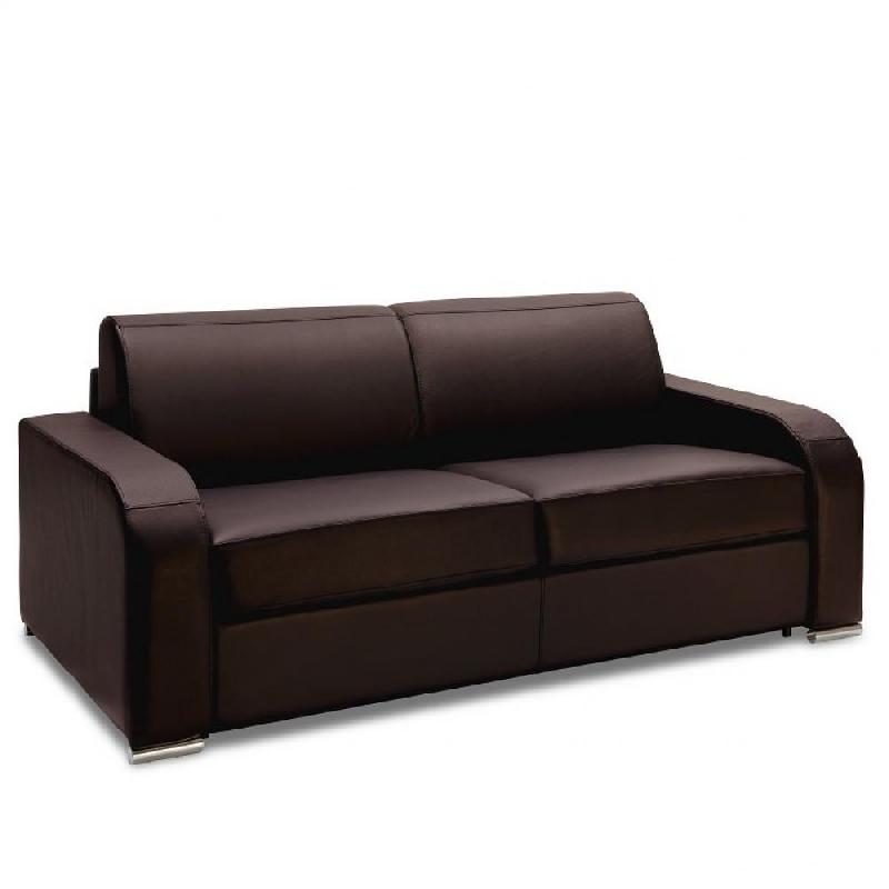 Canapé express 160 cm Sofia Edition cuir et PU marron - Matelas 16 cm haute résilience - Fabrication italienne_0