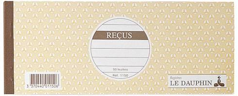 CARNET MANIFOLD 'REÇUS' DUPLI LE DAUPHIN - 50 FEUILLETS 105 X 180 MM