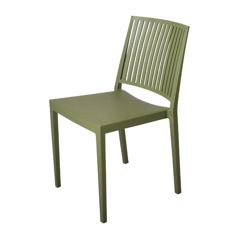 Chaises d'extérieur en polypropylène empilables Baltimore vert olive (lot de 4) | Qdm - FW578_0