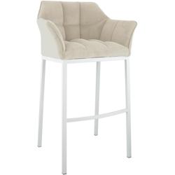 CLP Tabouret de bar Damaso Cord avec piètement à quatre pieds Crème/Blanc - beige métal 326339_0