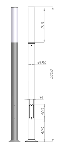 Colonne lumineuse d'éclairage public KARIN 3600 LED - 58W - Aluminium anodisé - 3,6m - IP65 - 4550 lm_0