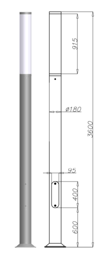 Colonne lumineuse d'éclairage public karin 3600 / led / 58 w / en aluminium anodisé / 3,6 m_0