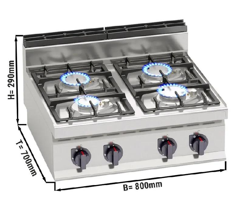 Cuisinière à gaz à poser 4x brûleurs (21,5 kw) avec flamme pilote_0