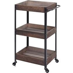 Décoshop26 - Chariot de service cuisine bar avec 3 niveaux étagères sur roulettes en bois massif shabby marron ETA04057 - marron 3000909469608_0