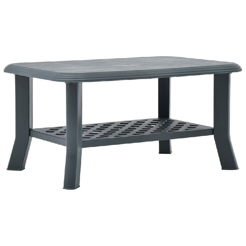 Décoshop26 - Table basse avec étagère pour extérieur 90 x 60 x 46 cm en plastique vert DEC040196 - 3000264799303_0