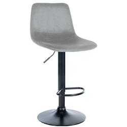 Décoshop26 - Tabouret de bar x1 repose-pieds en métal noir confortable en forme d'arc assise en velours gris 10_0004782 - gris 3000252285603_0