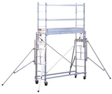 Échafaudage roulant aluminium SK4 - Comabi SNC - hauteur de travail maxi 4 m - plancher réglable et passage de portes étroites_0
