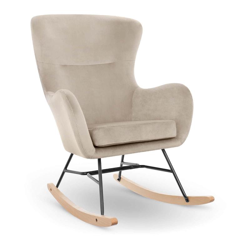 Fauteuil à bascule scandinave en velours gris - Rocking-chair moderne, confortable et robuste - Fromm & Starck 14_0004374_0