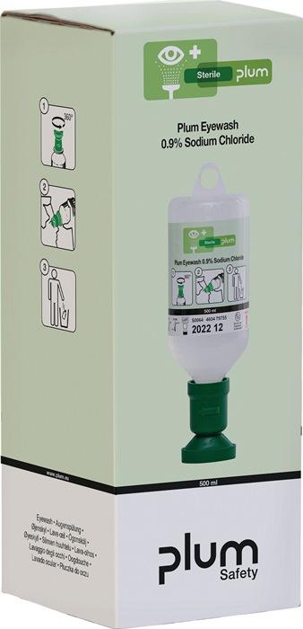 Flacon de rinçage oculaire 0,5L - 3 ans (non ouvert) - DIN EN15154-4 - Solution stérile 0,9% - PLUM_0