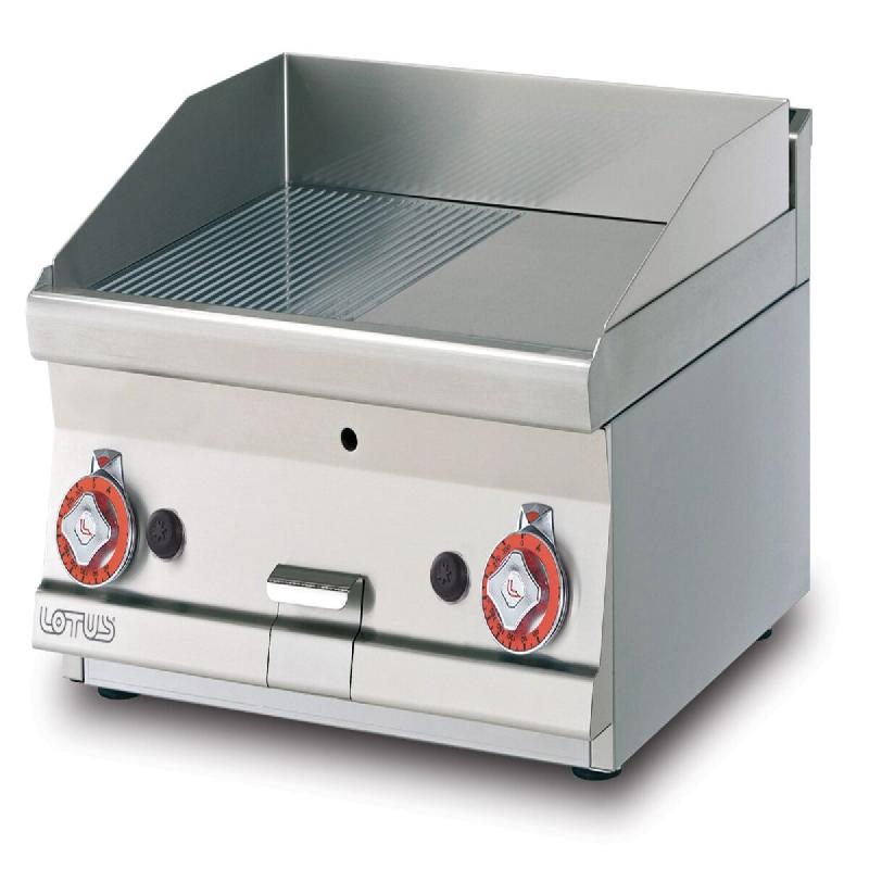 Friteuse électrique 1/2 striée + 1/2 lisse. 2 zones de cuisson. Plaque cm.59,5x45. Dimensions 60x60 h28. Modèle FTLRT-66ET - 2298_0
