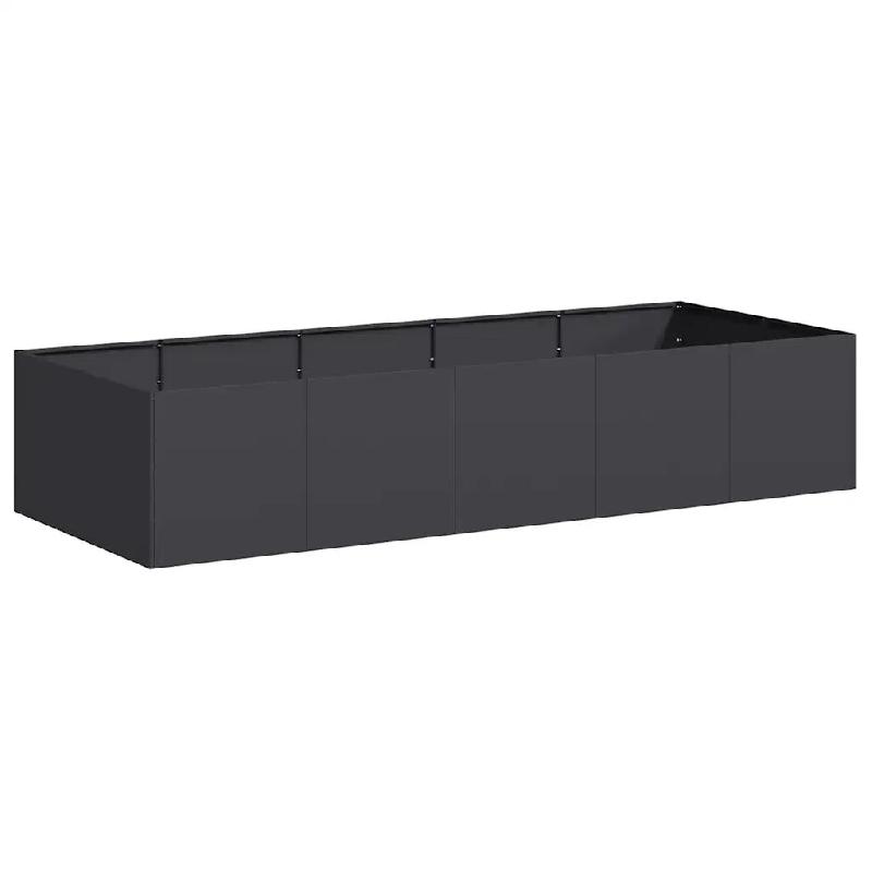 Helloshop26 - Jardinière en acier laminé à froid 200 x 80 x 40 cm design moderne pour jardin balcon extérieur en noir 02_0051535 - noir acier 3000_0