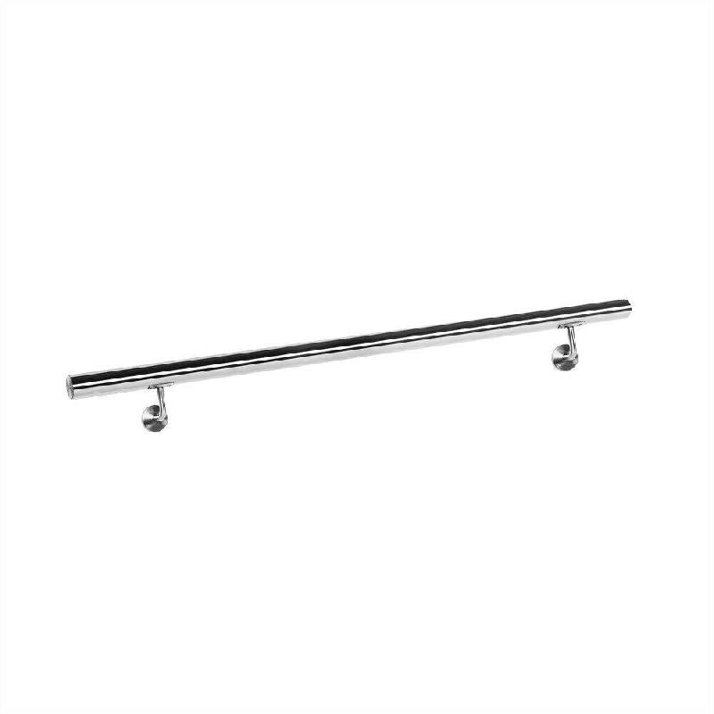 Kit main courante rambarde - acier affiné brossé V2A - 100 cm avec supports muraux pour escaliers_0