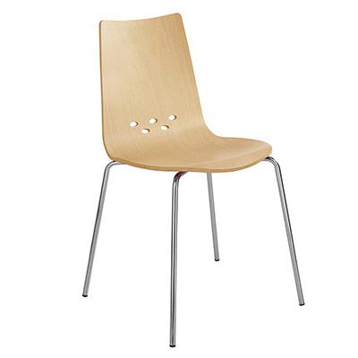 LOT DE 2 CHAISES SPOON DECOR CHENE CLAIR SUR 4 PIEDS CHROME