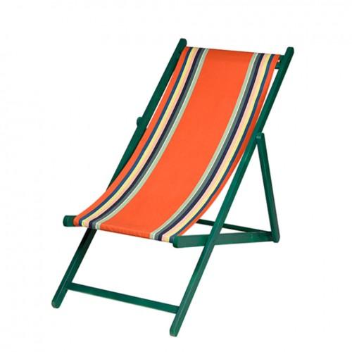 LOT DE 2 CHILIENNES XL PLIANTES - 100 % COTON - BOIS VERT HÊTRE - MAULEON ORANGE AVRIL PARIS