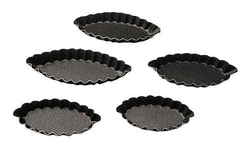 MOULE À TARTELETTE OVALE CANNELÉ 8CM EN MÉTAL ANTI-ADHÉRENT - A L'UNITÉ - PADERNO - MOULE BARQUETTE
