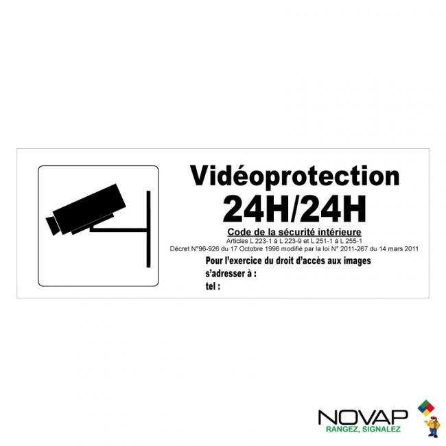 Panneaux rigides 330x120 mm affichage obligatoire vidéoprotection - vidéoprotection 24h/24h - PNLGPSC-NV09/V24_0