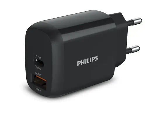 PHILIPS Chargeur secteur 18W 1 port USB Type C et 1 USB_0