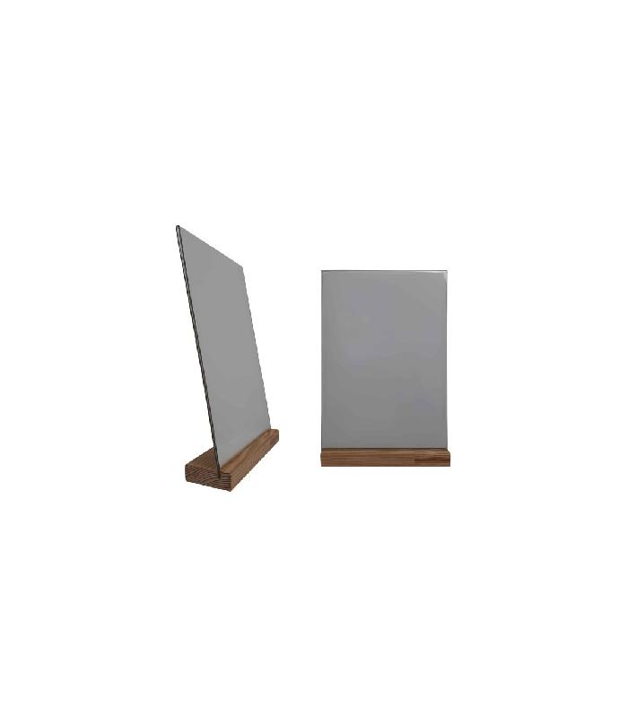 Porte menu de table en bois brut avec rainure inclinée et plexi - Lot de 2 - Référence : PFN57ZBRUT-PLEXIA4_0