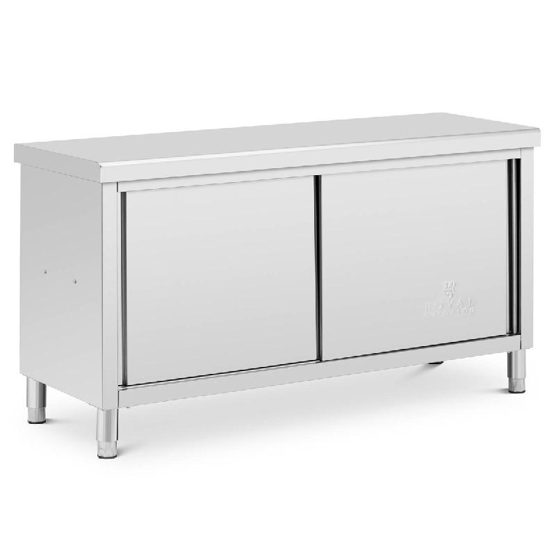 Royal Catering - Royal Catering Meuble Bas en INOX avec Double Ouverture ECO 160 x 60 cm 500 kg - Caisson de Cuisine Meuble Cuisine Bas avec Plan - in_0