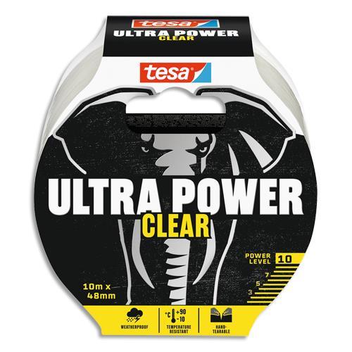 RUBAN REPARATION TESA POWER CLEAR 10MX4,8CM ULTRA RESISTANT, DECHIRABLE A LA MAIN - COLORIS TRANSPARENT